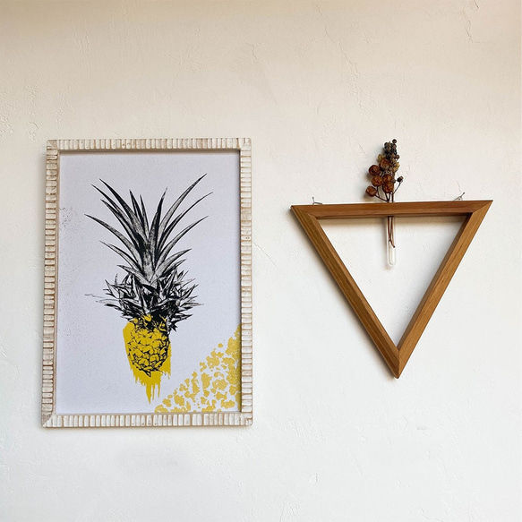パイナップル A4 ポスター + 古材 フレーム 「Pineapple」 玄関 インテリア 玄関飾り 5枚目の画像