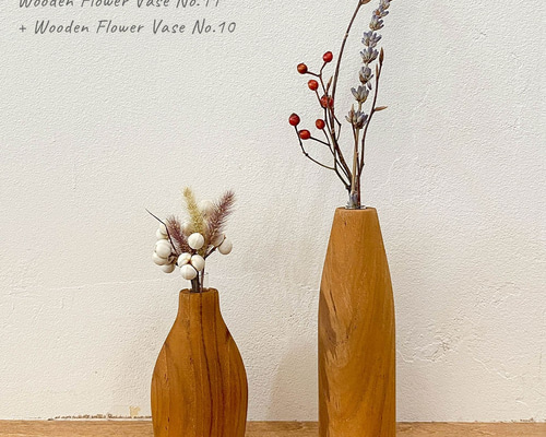 2点セット】花瓶 No.11 & No.10 木製 フラワーベース ドライ 2点セット】花瓶 No.11 & No.10 木製 フラワーベース ドライ