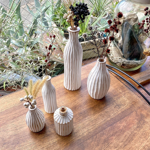 花瓶 No.19 BIG ホワイト + 一輪挿し 19/20/22 木製 【2点セット