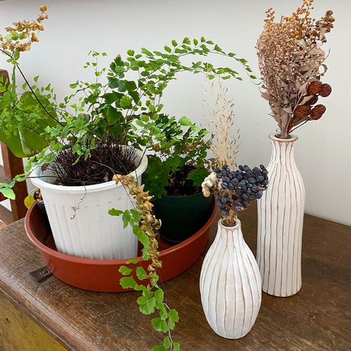 花瓶 No.19 BIG ホワイト + 一輪挿し 19/20/22 木製 【2点セット