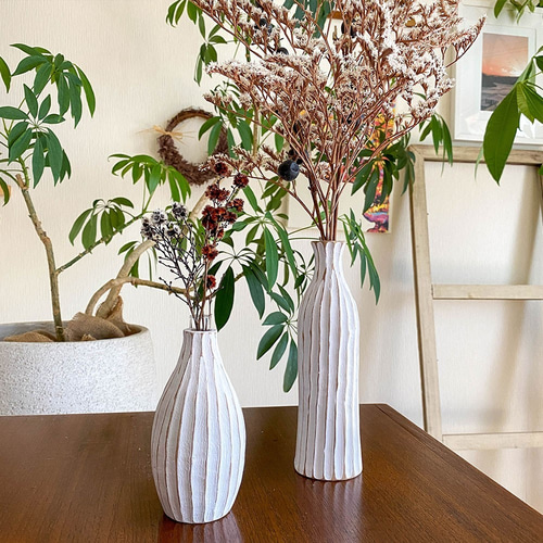 花瓶 No.19 BIG ホワイト + 一輪挿し 19/20/22 木製 【2点セット