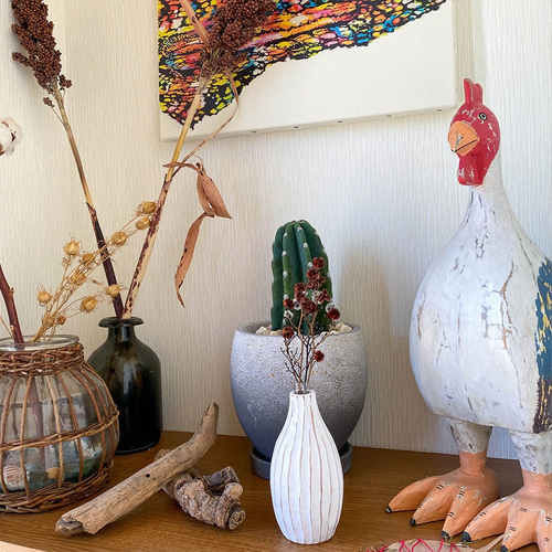 花瓶 No.20 BIG ホワイト + 一輪挿し 19/20/22 木製 【2点セット