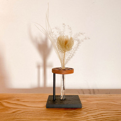 【2点セット】Lotus Root 一輪挿し 木製 + SS or Sサイズ 花瓶 ドライフラワー 6枚目の画像