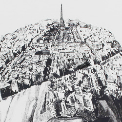 Rhino x Paris 手描き キャンバス モノクロアート F30号 (909mm×727mm) 2枚目の画像