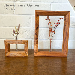 【2点セット】 四角形 MSサイズ 木製 一輪挿し + S or SSサイズ フラワーベース 玄関 玄関飾り 5枚目の画像