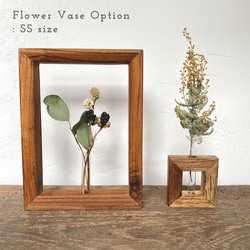 【2点セット】 四角形 MSサイズ 木製 一輪挿し + S or SSサイズ フラワーベース 玄関 玄関飾り 6枚目の画像