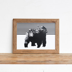 大猩猩×柏林《單色藝術動物小鎮》A4單調海報+舊木框套裝 第2張的照片