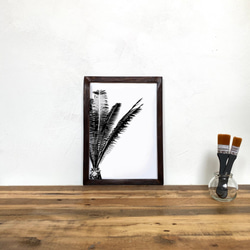 「モノクロアート Cycas」A4 モノトーン ポスター & 木製 アンティーク 額縁 セット 6枚目の画像