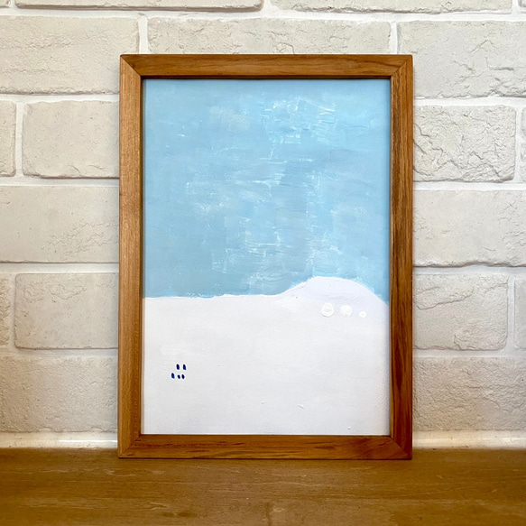 アート 絵画 古材フレーム付き 1点もの 【title: Snow Patrol】A4サイズ 北欧インテリア 北欧雑貨 1枚目の画像