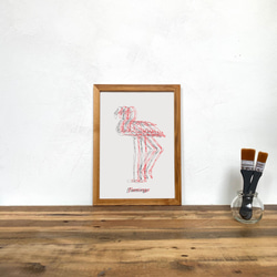 Flamingo 「Drawing - アート」A4  ポスター + 古材 フレーム セット商品 4枚目の画像