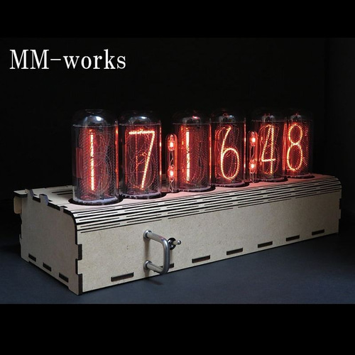 IN-18 GPS付 ニキシー管時計 Ver.2 (MDFケースタイプ) 掛け時計