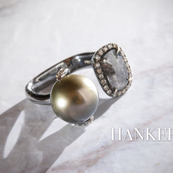 純18K金高級珠寶 HANKER-Guardian Angel(黑海Black Sea)18K白金.天然鑽石原石 第4張的照片
