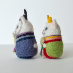 羊毛フェルト 猫のマトリョーシカの雛人形 3枚目の画像