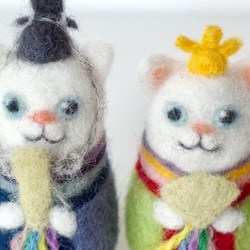 羊毛フェルト 猫のマトリョーシカの雛人形 6枚目の画像