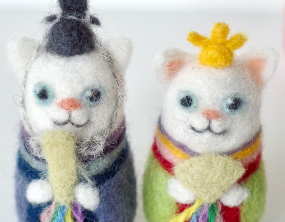 羊毛フェルト 猫のマトリョーシカの雛人形 6枚目の画像