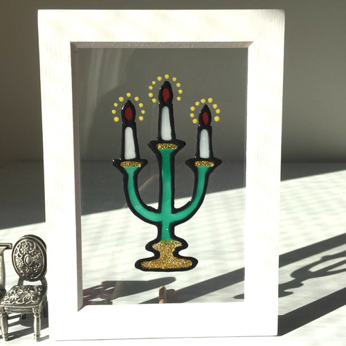 キャンドルと命』（豆本付）1ページ絵本 ステンドグラス 風 クリスマス