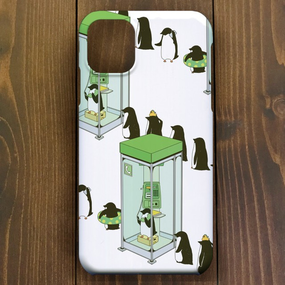 【iPhone11 Pro対応】ペンギン電話BOX・スマホケースiPhone用・ハードケース 1枚目の画像