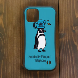 グリップケース【iPhone  12・11対応】フンボルトペンギン・シンプル・ ブルー  iPhone用 1枚目の画像