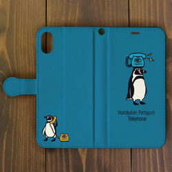 【iPhone 12対応】フンボルトペンギン・シンプル・ブルー手帳型  Plus・ XR・ XS Max用【ペンギン】 2枚目の画像