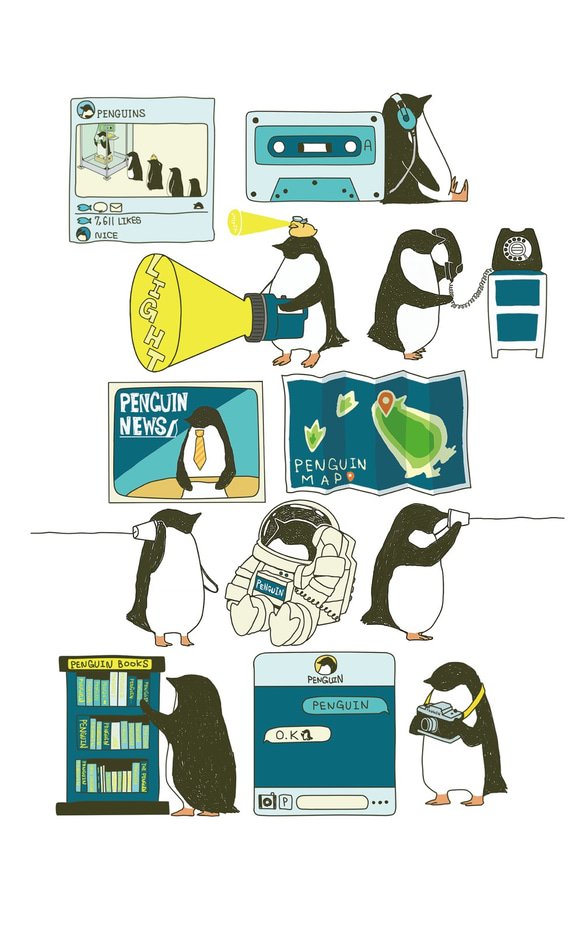 グリップケース【iPhone  12・11対応】ペンギン・スマートフォン ホワイト  iPhone用 4枚目の画像