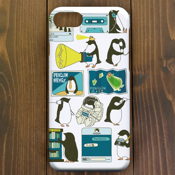 【iPhone  Plus・12対応】ペンギン・スマートフォン ホワイト  iPhone Plus用スマホケース 2枚目の画像