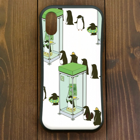 ペンギン【iPhone12・iPhone11対応】ペンギン電話ボックス・グリップケース 2枚目の画像