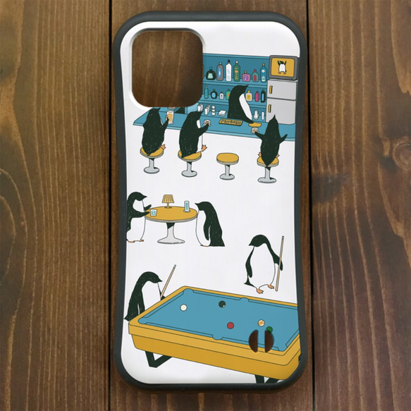 ペンギン【iPhone12・iPhone11対応】ペンギン『B』 ホワイト グリップケース iPhone用 1枚目の画像