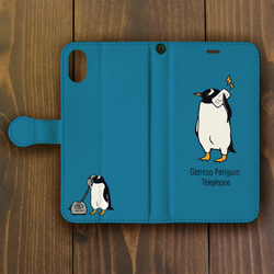 【iPhone11Pro 対応】ジェンツーペンギン・トーキング・ブルー手帳型スマホケースiPhone用【各機種あります】 2枚目の画像