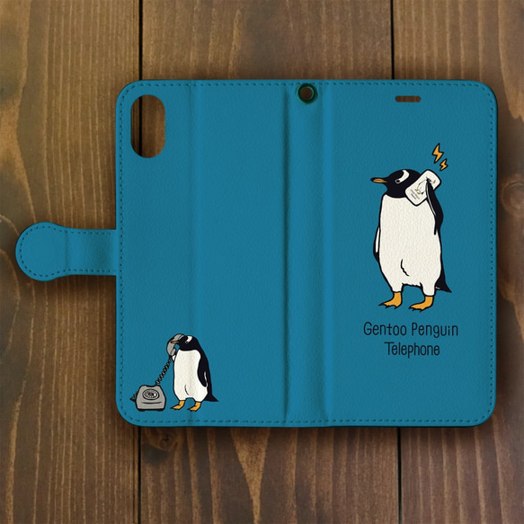 【iPhone 12対応】ジェンツーペンギン・トーキング・ブルー手帳型  Plus・ XR・ XS Max用【ペンギン】 3枚目の画像