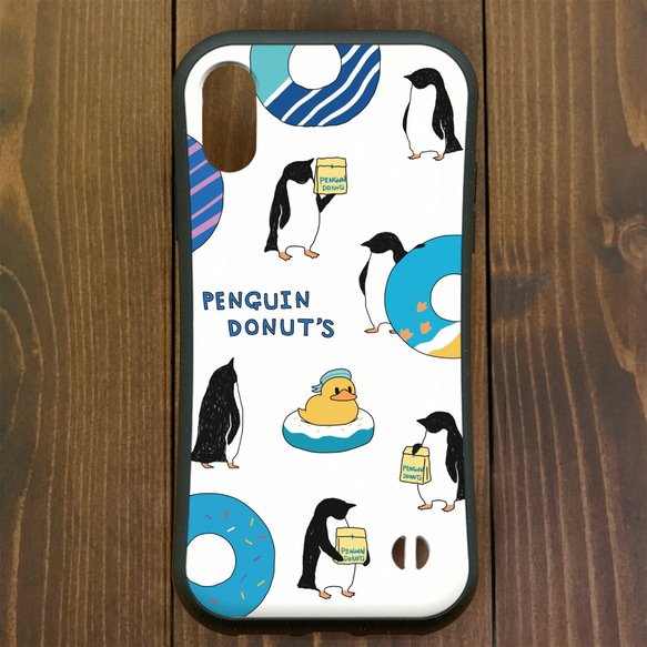 ペンギン【iPhone  12・11対応】グリップケース ペンギン『D』ドーナツ  iPhone用 3枚目の画像