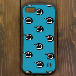 【iPhone12・iPhone11対応】フンボルトペンギンパターン・ブルー グリップケース iPhone用【各機種 2枚目の画像