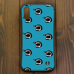 【iPhone12・iPhone11対応】フンボルトペンギンパターン・ブルー グリップケース iPhone用【各機種 3枚目の画像