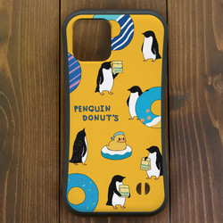ペンギン【iPhone  12・11対応】グリップケース ペンギン『D』ドーナツ・イエロー  iPhone用 1枚目の画像
