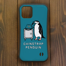 ペンギン【iPhone12・iPhone13対応】ヒゲペンギン・ブルー グリップケース iPhone用【各機種 1枚目の画像