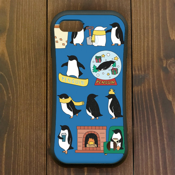 ペンギン【iPhone12・iPhone13対応】ペンギン・ウィンターブルー グリップケース iPhone用【各機種あり 2枚目の画像