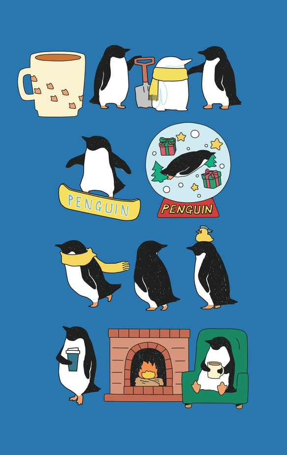 ペンギン【iPhone12・iPhone13対応】ペンギン・ウィンターブルー グリップケース iPhone用【各機種あり 4枚目の画像