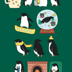ペンギン【iPhone12・iPhone13対応】ペンギンウィンター グリーングリップケースiPhone用【各機種あり 4枚目の画像