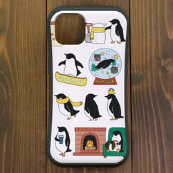 ペンギン【iPhone12・iPhone13対応】ペンギンウィンター ホワイトグリップケースiPhone用【各機種あり 1枚目の画像