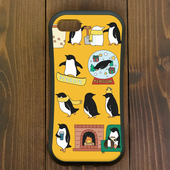 ペンギン【iPhone12・iPhone13対応】ペンギンウィンター イエローグリップケースiPhone用【各機種あり 3枚目の画像