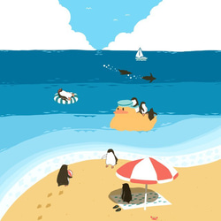 【iPhone11Pro対応】ペンギンビーチ 手帳型スマホケースiPhone用【各機種あります】 2枚目の画像