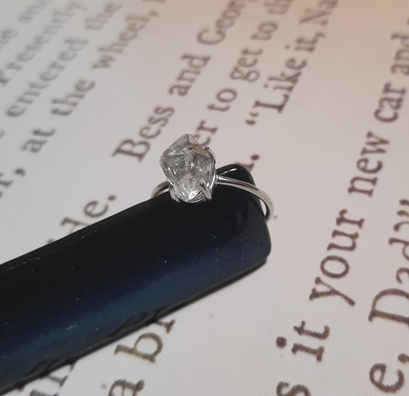 ハーキマーダイヤモンド(水晶)の指輪 大粒10ミリ 4月の誕生石  天然石 リング 7号～11号フリーサイズ 2枚目の画像
