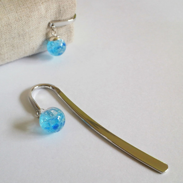 海色琉球ガラスのミニブックマーカー しおり・ブックマーク からふる