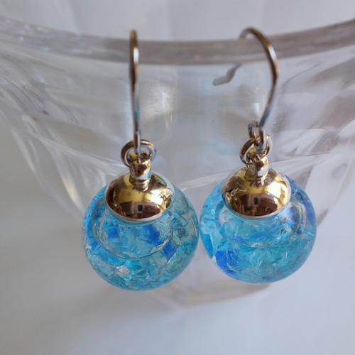 海色琉球ガラスのガラスドームピアス ピアス（フック・チェーン） から