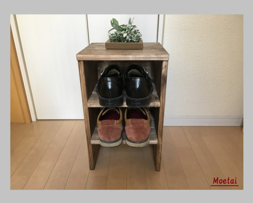 (試作品)シェルフ　シューズラック　折り畳み　木製　ハンドメイド アイアン ウッド シューズ ラック（多用途ラック）（ 商品棚 食器棚