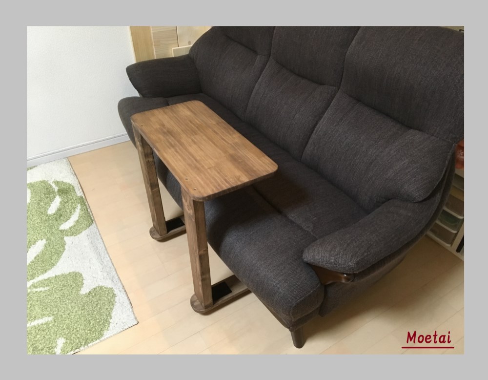 キャスター付サイドテーブル(ウォルナット色)