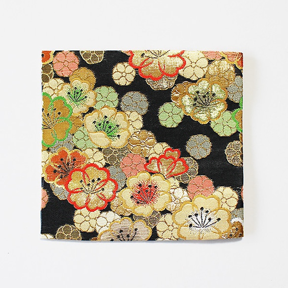 古袱紗（通常サイズ）・黒地桜紋金襴 2枚目の画像