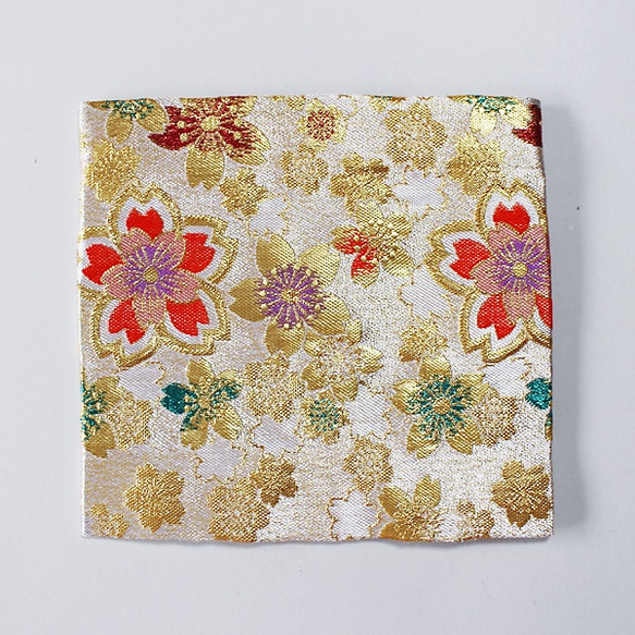 古袱紗（通常サイズ）・白地桜紋金襴 2枚目の画像