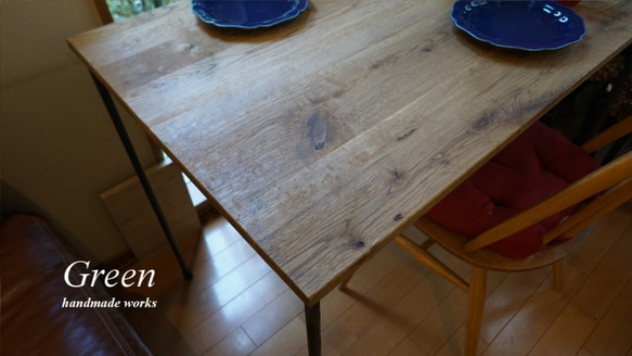 ☆銘木　無垢オーク材使用　アイアンウッドテーブル　900　✕　600　サイズ変更可 2枚目の画像