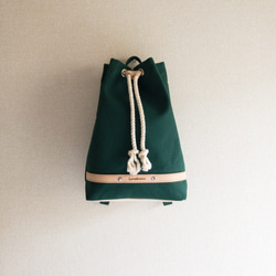 【訂做】成人簡約兒童背包 CANDY RUCK 深綠色倉敷帆布兒童背包 第1張的照片