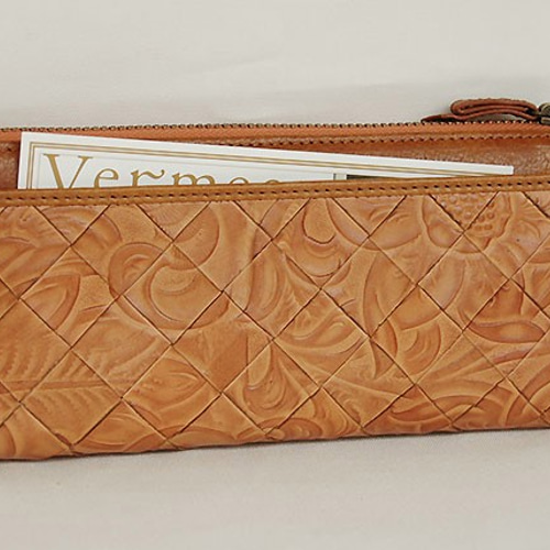 3日以内発送】 編み込みメッシュレザーのL字ファスナー長財布